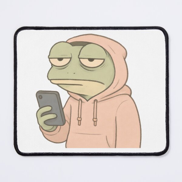 Item preview, Sleepy Frog in Oversized Hoodie with Smartphone — Funny Relatable Sticker designed and sold by Geafixy.