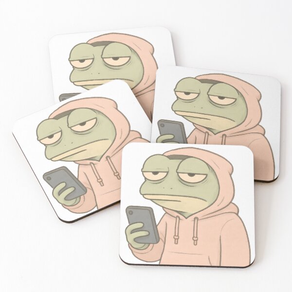 Item preview, Sleepy Frog in Oversized Hoodie with Smartphone — Funny Relatable Sticker designed and sold by Geafixy.