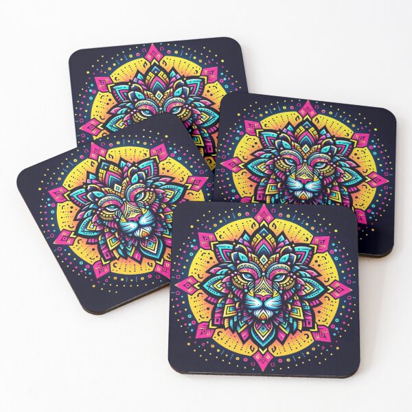 Item preview, Neon Mandala Lion – Cosmic Power designed and sold by Dogandesighn.