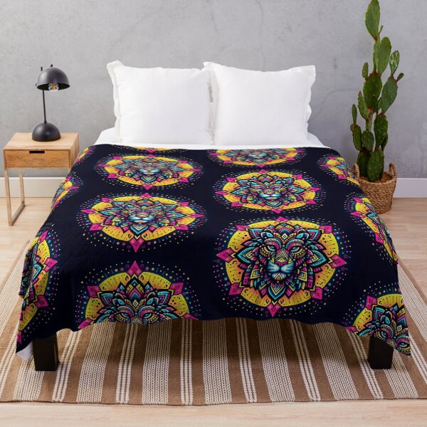 Item preview, Neon Mandala Lion – Cosmic Power designed and sold by Dogandesighn.