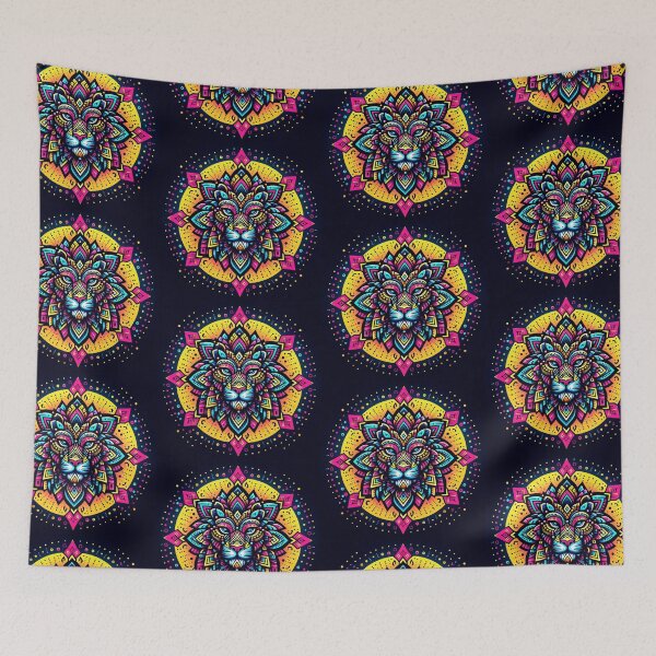 Item preview, Neon Mandala Lion – Cosmic Power designed and sold by Dogandesighn.