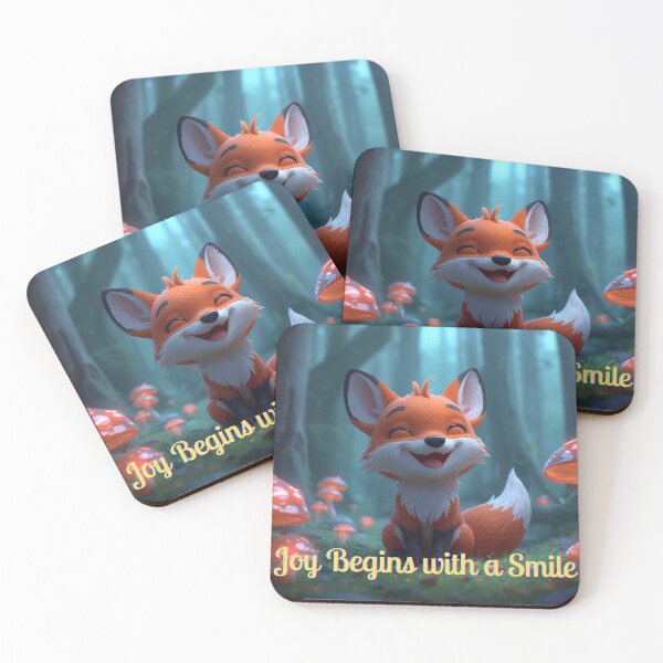 Item preview, Smiley Fox Joy – Cute Woodland Art Print designed and sold by ArtShop2025LV.
