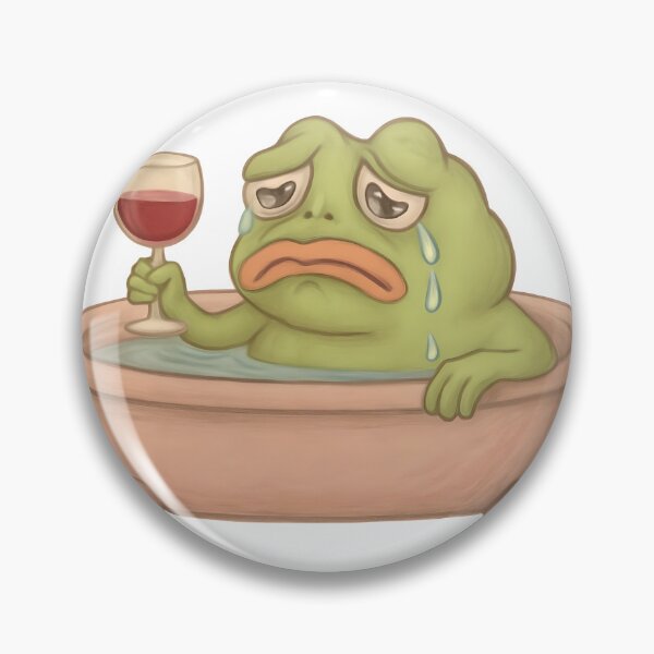 Item preview, Emotional Frog in Bathtub Drinking Wine — Sad Meme Sticker designed and sold by Geafixy.