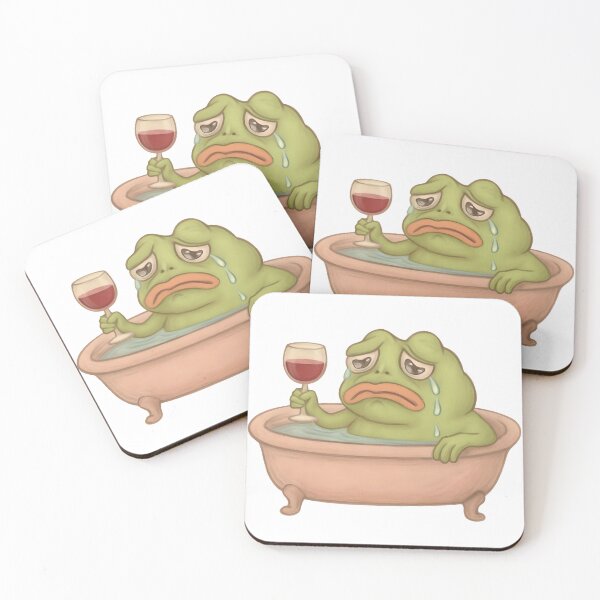 Item preview, Emotional Frog in Bathtub Drinking Wine — Sad Meme Sticker designed and sold by Geafixy.
