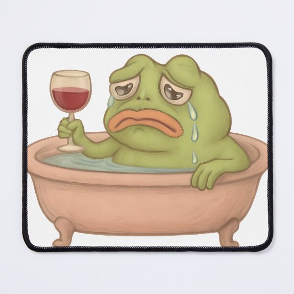 Item preview, Emotional Frog in Bathtub Drinking Wine — Sad Meme Sticker designed and sold by Geafixy.