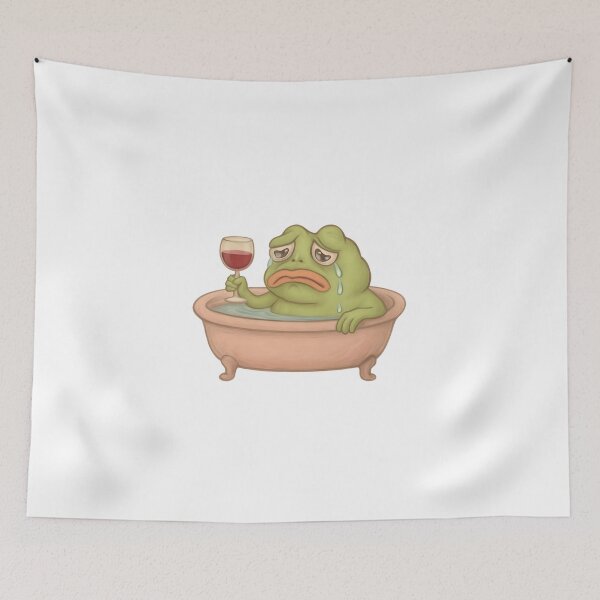 Item preview, Emotional Frog in Bathtub Drinking Wine — Sad Meme Sticker designed and sold by Geafixy.