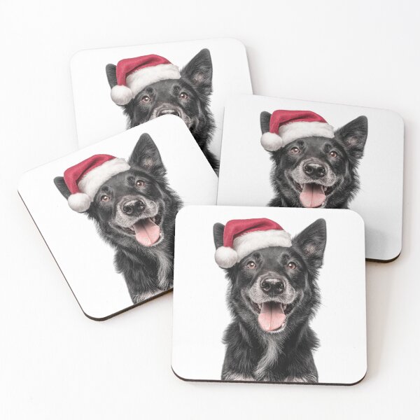 Item preview, Cute Mudi dog Christmas Art — Mudi dog Wearing Santa Hat designed and sold by LazyOwlStore.