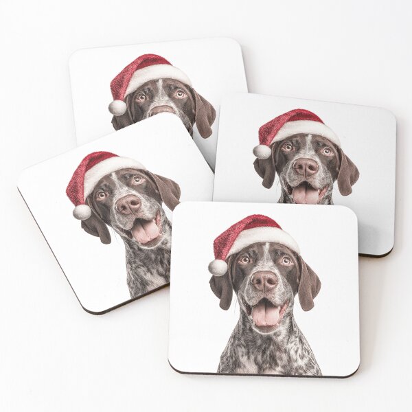Item preview, Cute Pointer dog Christmas Art — Pointing dog Wearing Santa Hat designed and sold by LazyOwlStore.