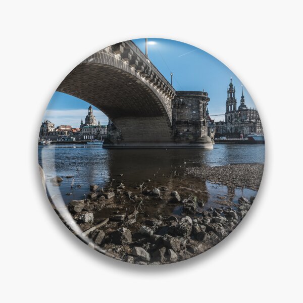Item preview, Dresden Elbe riverbank with Augustus Bridge and skyline from elbvue designed and sold by elbvue.