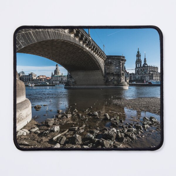 Item preview, Dresden Elbe riverbank with Augustus Bridge and skyline from elbvue designed and sold by elbvue.