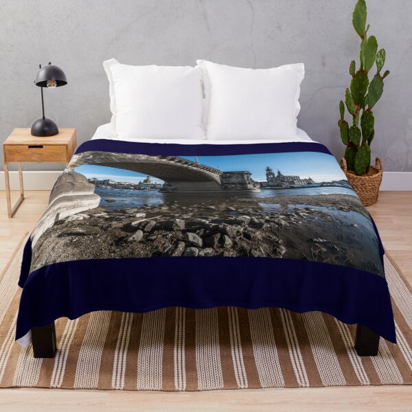 Item preview, Dresden Elbe riverbank with Augustus Bridge and skyline from elbvue designed and sold by elbvue.