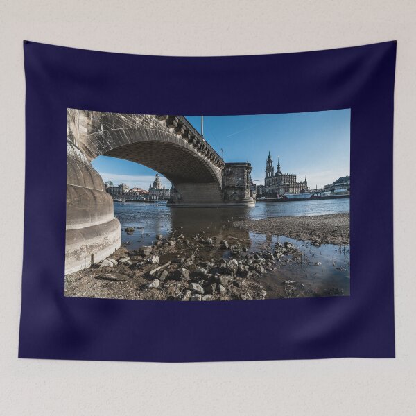 Item preview, Dresden Elbe riverbank with Augustus Bridge and skyline from elbvue designed and sold by elbvue.