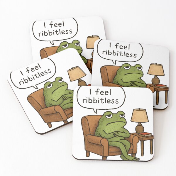 Item preview, Depressed Frog in Chair Saying “I Feel Ribbitless” — Funny Sad Sticker designed and sold by Geafixy.