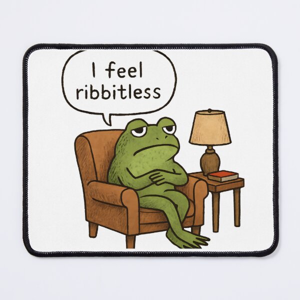 Item preview, Depressed Frog in Chair Saying “I Feel Ribbitless” — Funny Sad Sticker designed and sold by Geafixy.