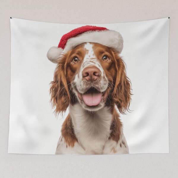 Item preview, Cute Welsh Springer Spaniel Christmas Art — Welshie Wearing Santa Hat designed and sold by LazyOwlStore.