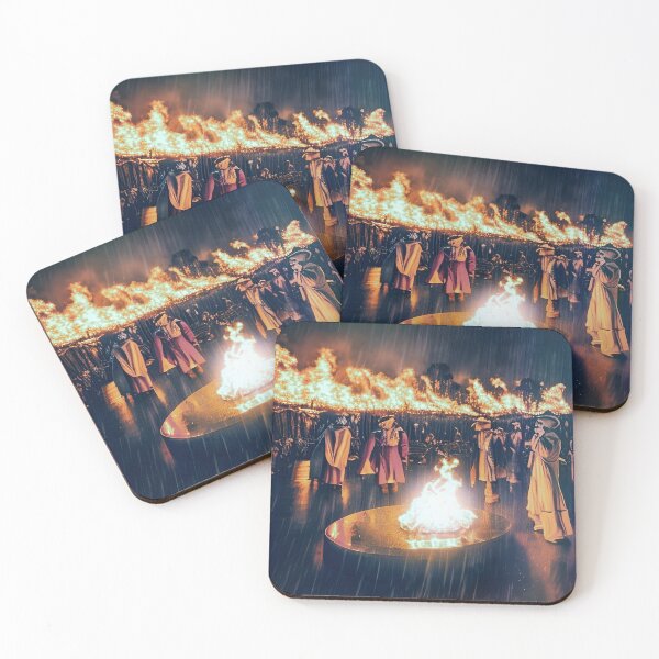 Item preview, Dark Fire Ritual in the Rain - Mysterious Gothic Gathering Scene  designed and sold by SergioMiklos.