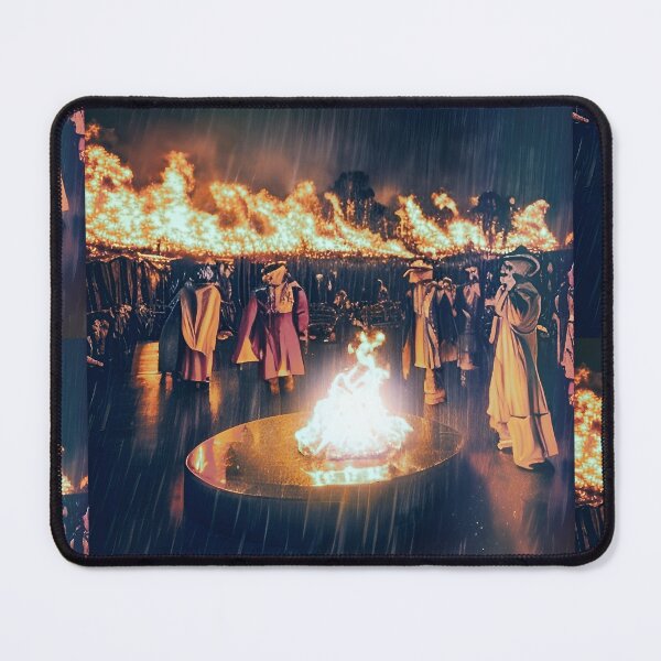 Item preview, Dark Fire Ritual in the Rain - Mysterious Gothic Gathering Scene designed and sold by SergioMiklos.