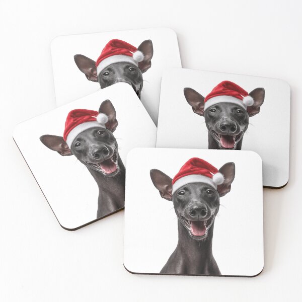 Item preview, Cute Xoloitzcuintli dog Christmas Art — Mexican hairless dog Wearing Santa Hat designed and sold by LazyOwlStore.