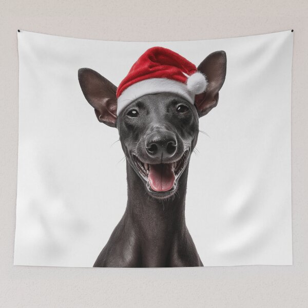 Item preview, Cute Xoloitzcuintli dog Christmas Art — Mexican hairless dog Wearing Santa Hat designed and sold by LazyOwlStore.