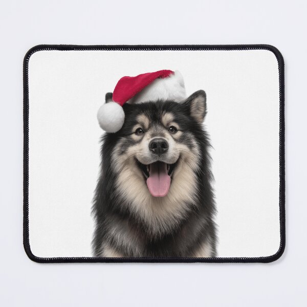 Item preview, Cute Finnish Lapphund Christmas Art — Lappie dog Wearing Santa Hat designed and sold by LazyOwlStore.