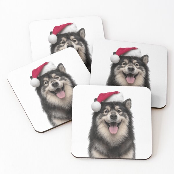 Item preview, Cute Finnish Lapphund Christmas Art — Lappie dog Wearing Santa Hat designed and sold by LazyOwlStore.