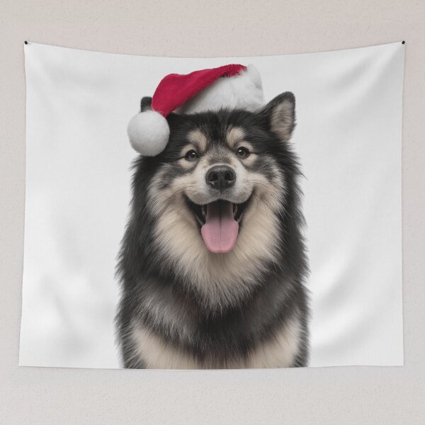 Item preview, Cute Finnish Lapphund Christmas Art — Lappie dog Wearing Santa Hat designed and sold by LazyOwlStore.