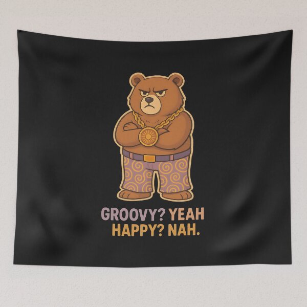 Item preview, Groovy Bear with Attitude – Retro Sass Vibes designed and sold by AwesomeBeyondLimits.