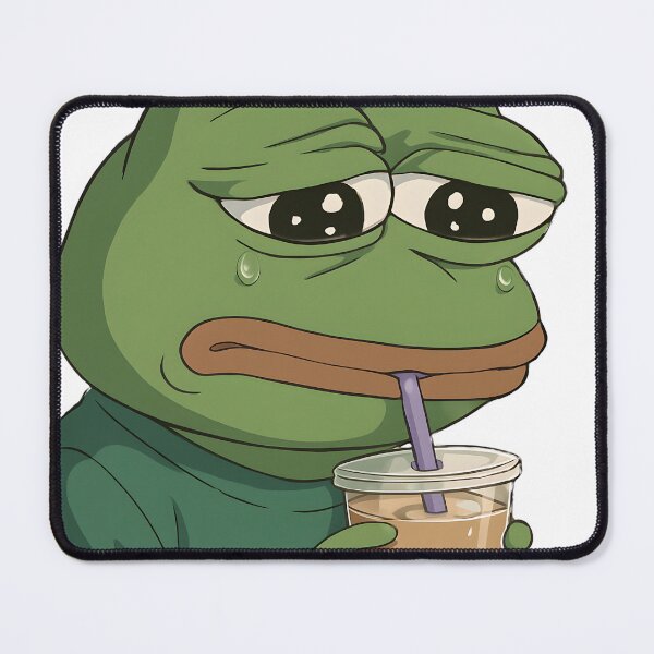 Item preview, Lonely Frog with Boba Tea — Emotional Meme Sticker designed and sold by Geafixy.