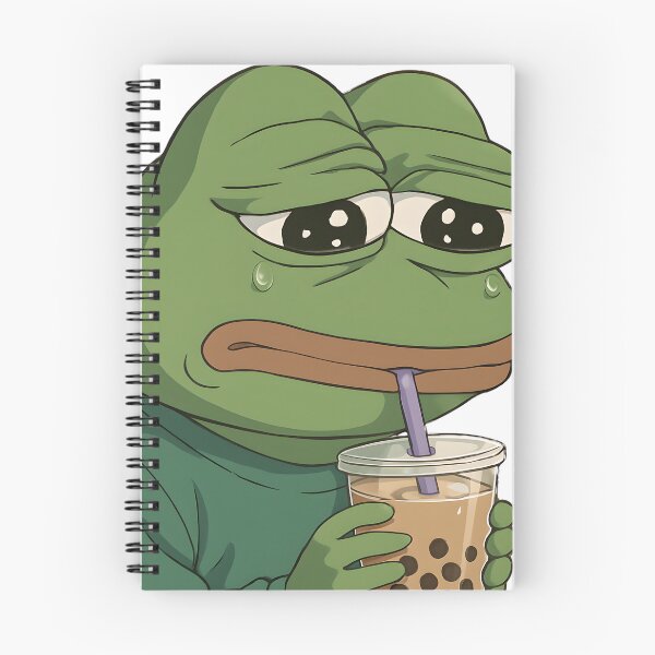 Item preview, Lonely Frog with Boba Tea — Emotional Meme Sticker designed and sold by Geafixy.
