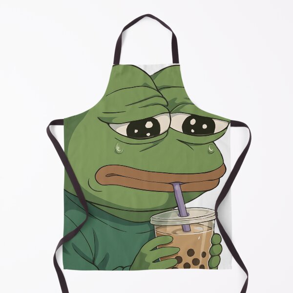 Item preview, Lonely Frog with Boba Tea — Emotional Meme Sticker designed and sold by Geafixy.