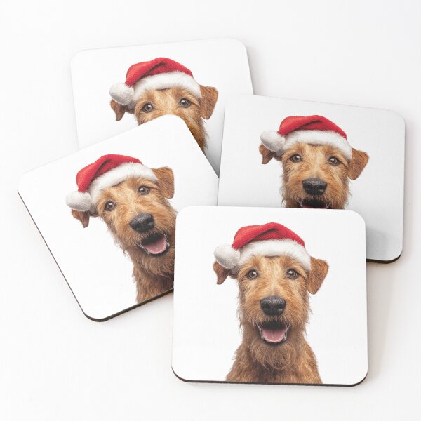 Item preview, Cute Irish Terrier Christmas Art — Irish Terrier Wearing Santa Hat designed and sold by LazyOwlStore.