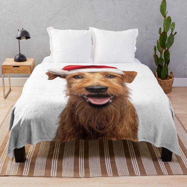 Item preview, Cute Irish Terrier Christmas Art — Irish Terrier Wearing Santa Hat designed and sold by LazyOwlStore.