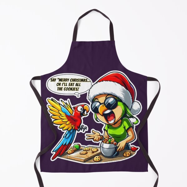 Item preview, Festive Parrot Chaos in Kitchen with Flying Cookies and Santa Hat designed and sold by SplashTastic.