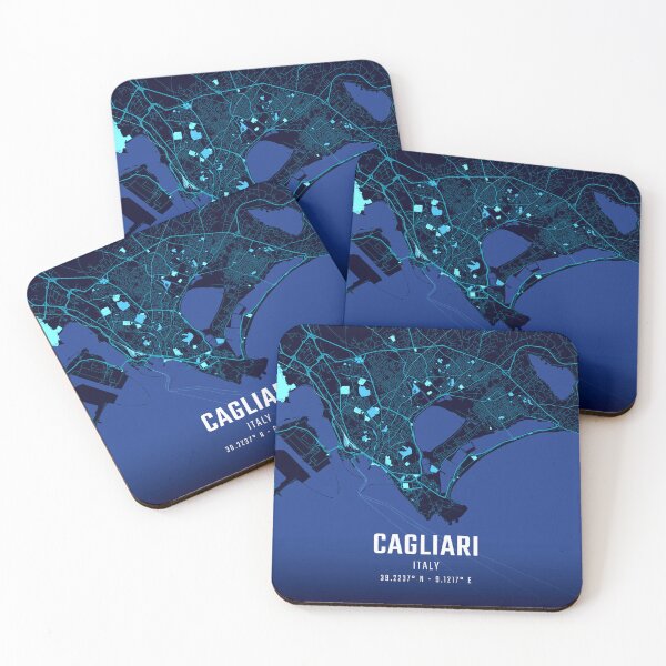 Item preview, Cagliari Midnight City Map designed and sold by HomeLivingCo.
