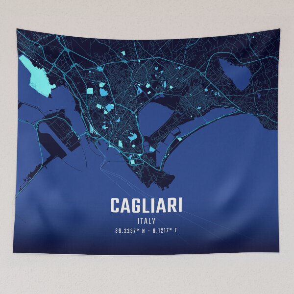 Item preview, Cagliari Midnight City Map designed and sold by HomeLivingCo.