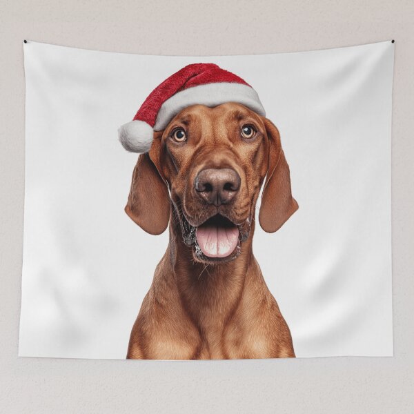 Item preview, Cute Redbone Coonhound Christmas Art — Redbone Coonhound Wearing Santa Hat designed and sold by LazyOwlStore.