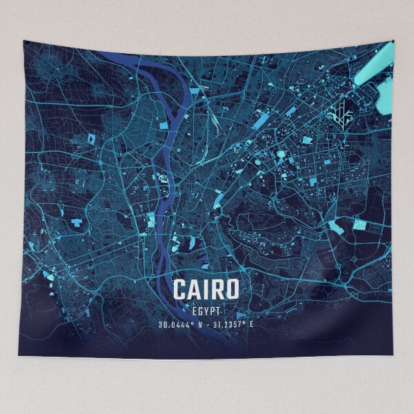 Item preview, Cairo Midnight City Map designed and sold by HomeLivingCo.