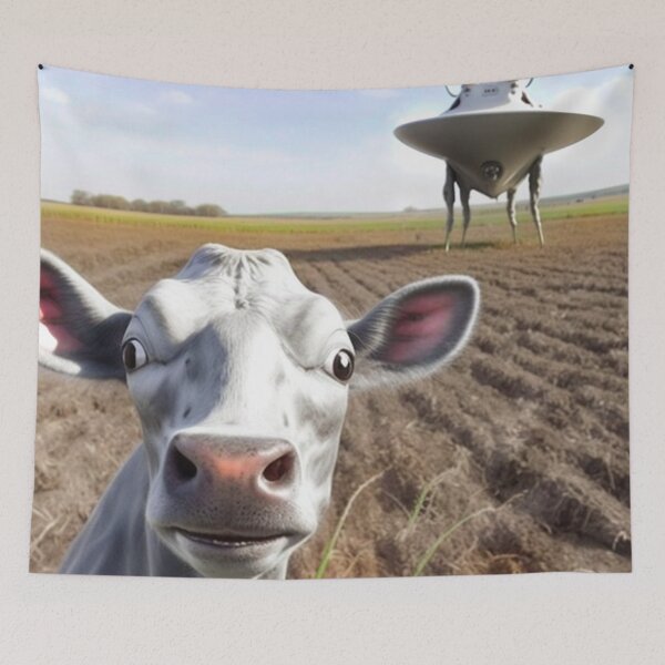 Item preview, Cow Takes Selfie - ALIENS and COWS - UFO humor  designed and sold by CleverCulture.