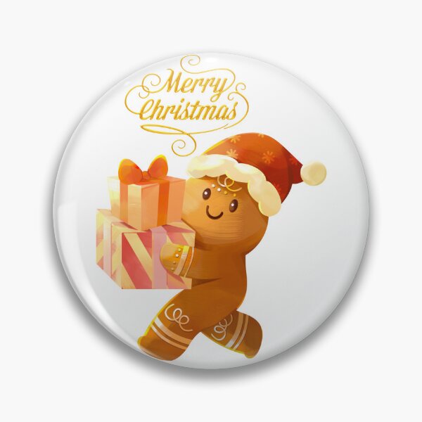 Artikelvorschau, Cute Gingerbread Man Carrying Christmas Gifts Illustration entworfen und verkauft von HorizonStores.
