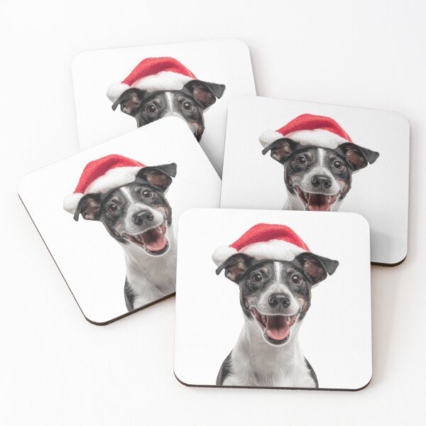 Item preview, Cute Smooth Fox Terrier Christmas Art — Foxie dog Wearing Santa Hat designed and sold by LazyOwlStore.