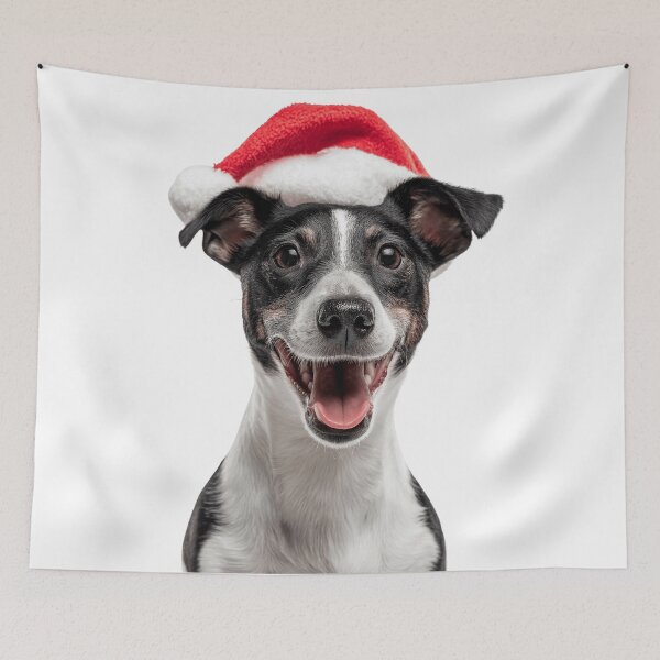 Item preview, Cute Smooth Fox Terrier Christmas Art — Foxie dog Wearing Santa Hat designed and sold by LazyOwlStore.