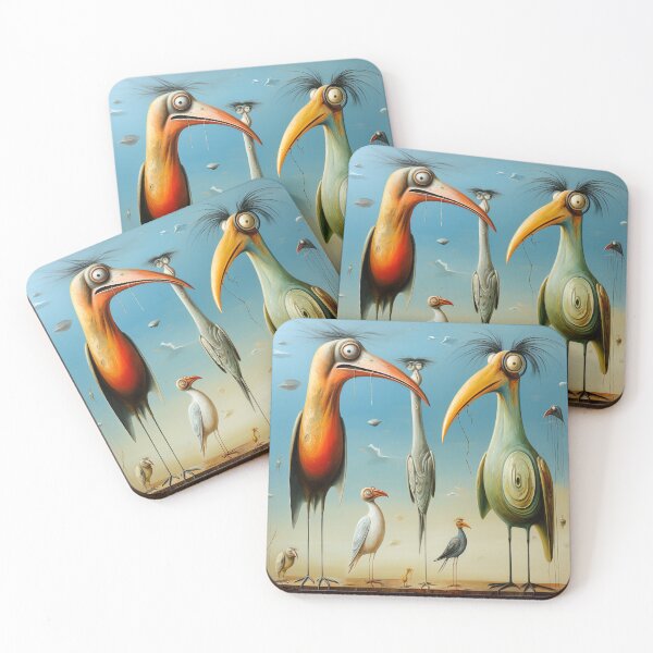 Item preview, Surreal group of birds standing, bizarre, peculiar, humorous designed and sold by G-M-Designs.