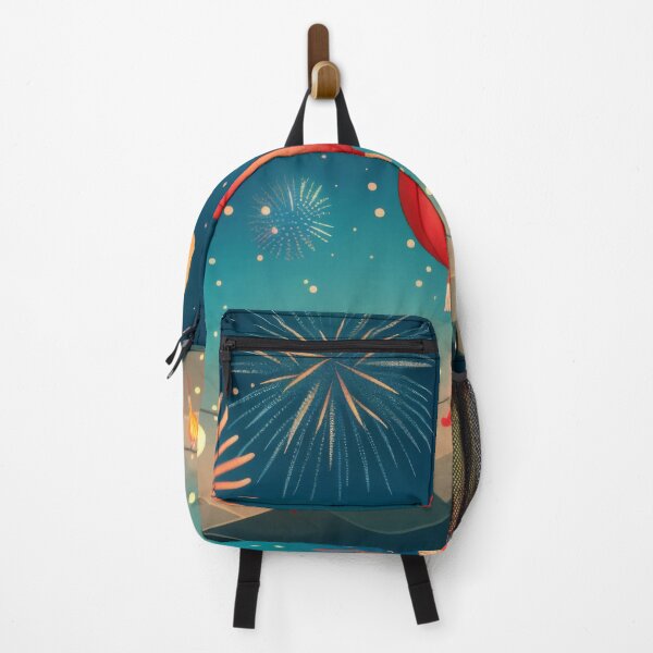 Item preview, Traditional Chinese lanterns against fireworks in night sky, background, AI generated designed and sold by dvoevnore.