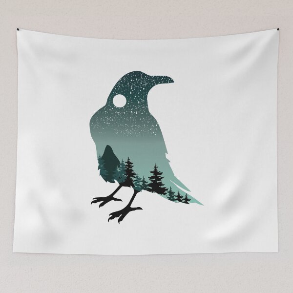 Item preview, Galaxy Raven Starry Night Bird designed and sold by MagnoliaLake.