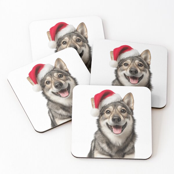 Item preview, Cute Swedish Vallhund Christmas Art — Swedish Shepherd Wearing Santa Hat designed and sold by LazyOwlStore.