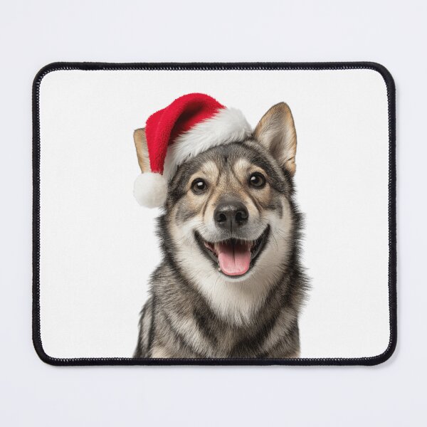 Item preview, Cute Swedish Vallhund Christmas Art — Swedish Shepherd Wearing Santa Hat designed and sold by LazyOwlStore.