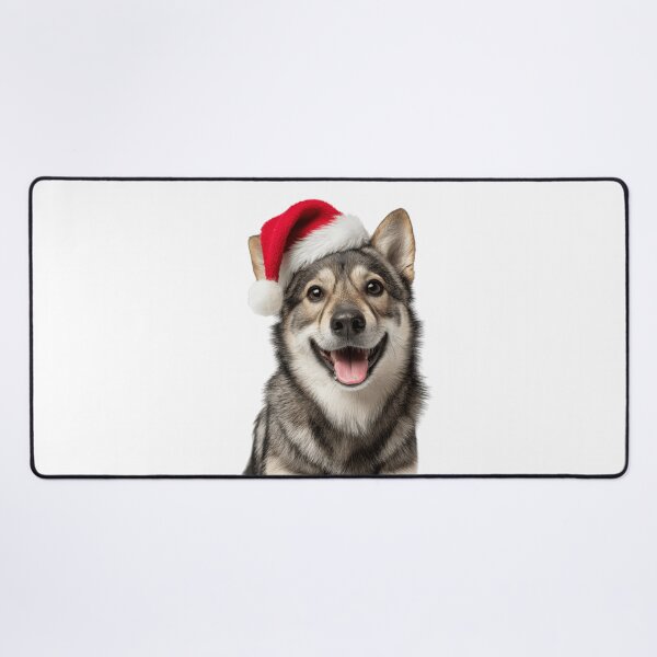 Item preview, Cute Swedish Vallhund Christmas Art — Swedish Shepherd Wearing Santa Hat designed and sold by LazyOwlStore.