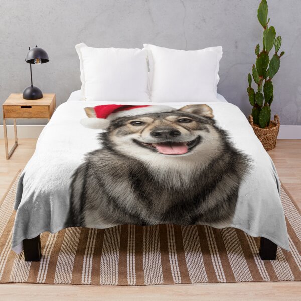Item preview, Cute Swedish Vallhund Christmas Art — Swedish Shepherd Wearing Santa Hat designed and sold by LazyOwlStore.