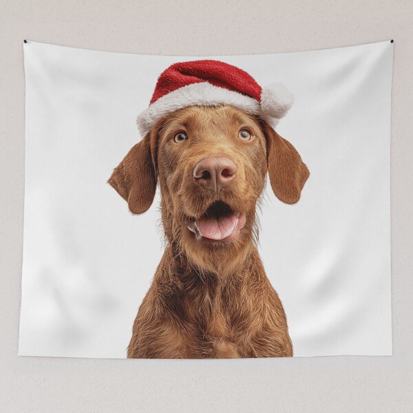Item preview, Cute Wirehaired Vizsla Christmas Art — Wirehaired Vizsla Wearing Santa Hat designed and sold by LazyOwlStore.