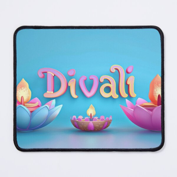 Item preview, Diwali candles in lotus shaped holders on blue background, Diwali celebration concept, AI Generated designed and sold by dvoevnore.